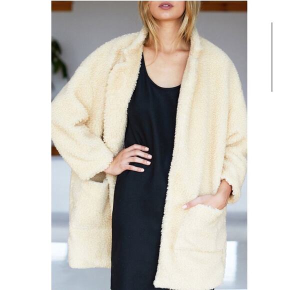 Emerson Fry Teddy Bear Coat In Ivory Size Large Oversized Fit - Picture 5 of 14